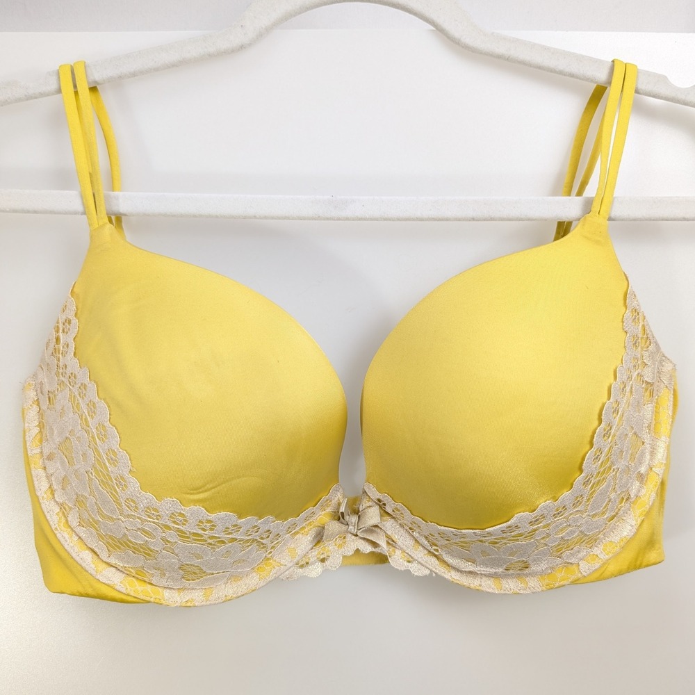Victorias Secret Very Sexy Push Up Bra Size 34DD Satin Floral Lace Underwire